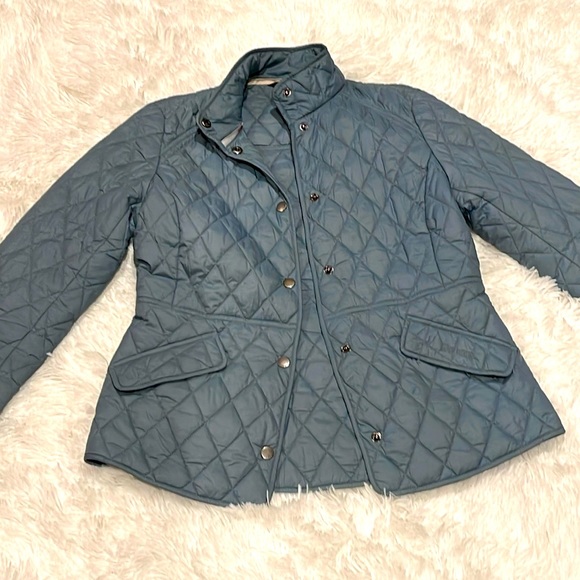 Barbour Hoxa Quilted Coat Women's 6 Sage/Ancient Solid Funnel Neck Full-zip L/S